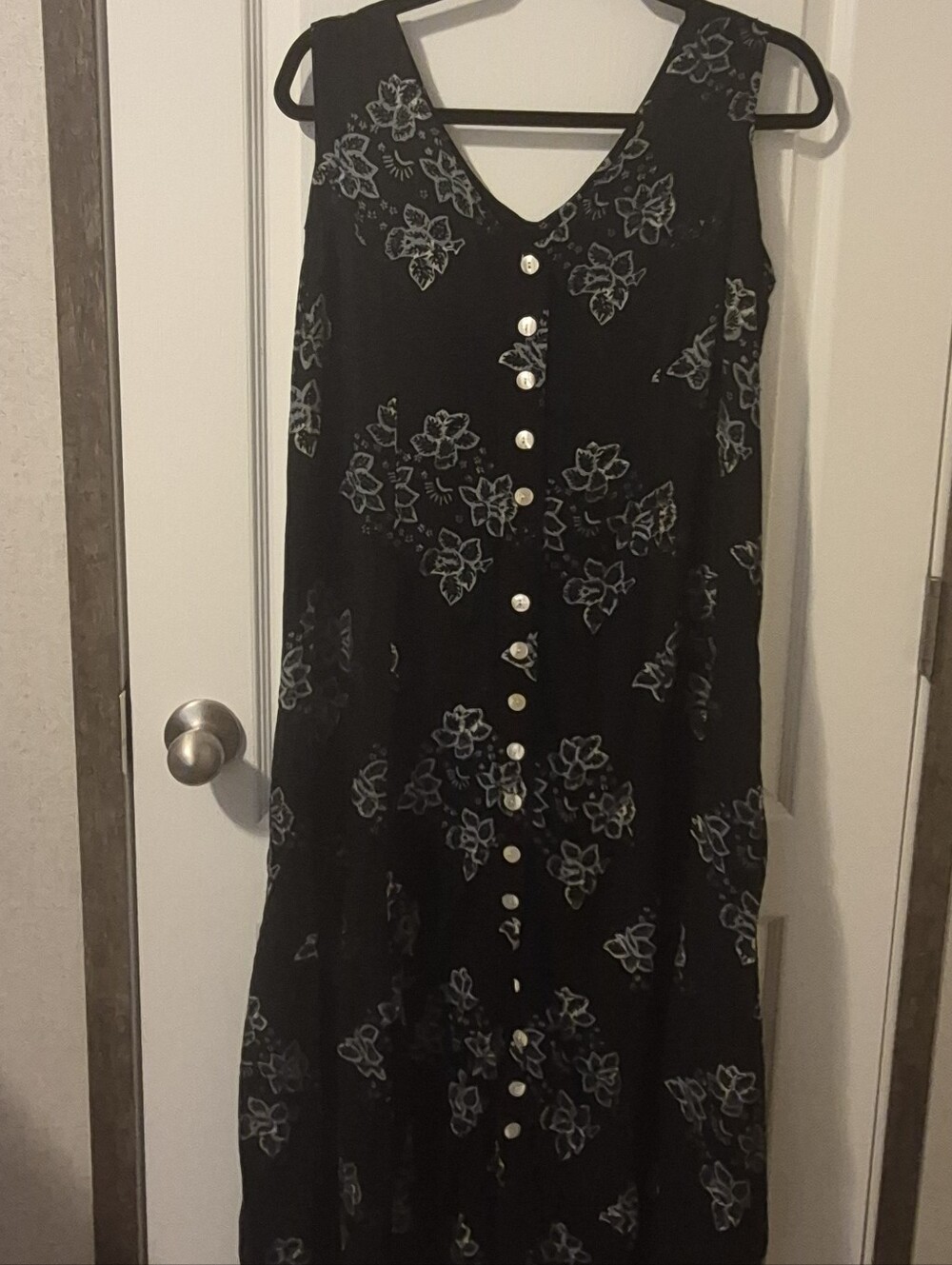 Vintage Y2K Del Sole Sleeveless Button Front Rayon Dark Botanical Boho Hippie Md